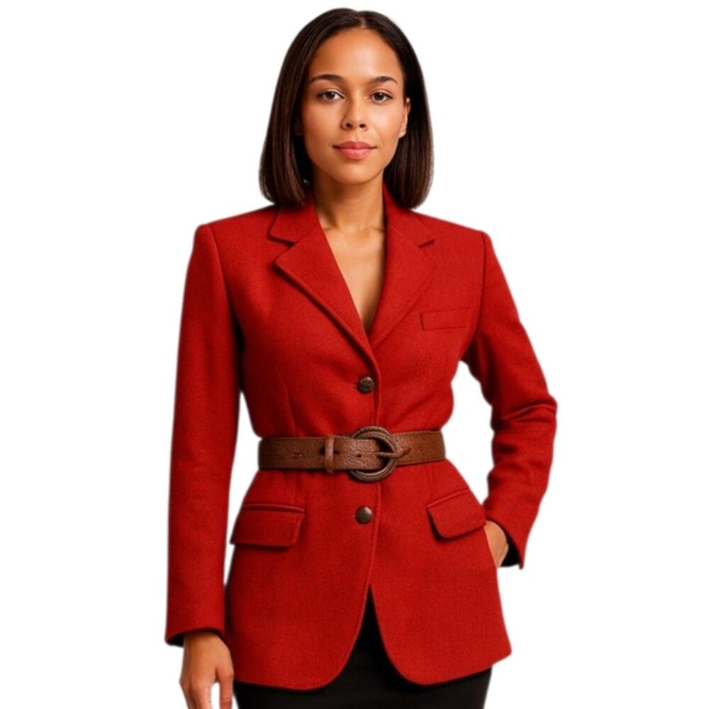 Valentini Red Wool Vintage Single Breasted Blazer - Picture 15 of 15